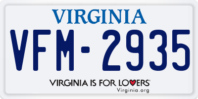 VA license plate VFM2935