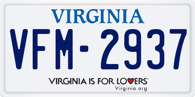 VA license plate VFM2937