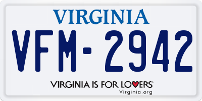 VA license plate VFM2942