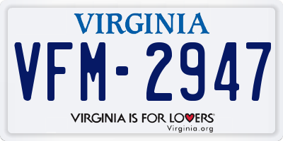 VA license plate VFM2947