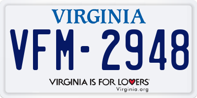 VA license plate VFM2948