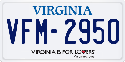 VA license plate VFM2950