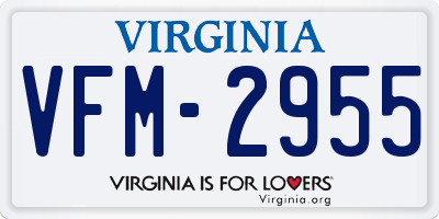 VA license plate VFM2955