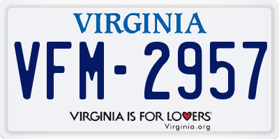 VA license plate VFM2957