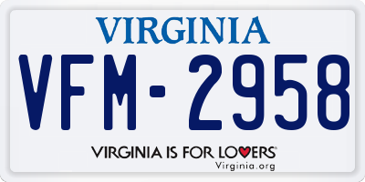 VA license plate VFM2958