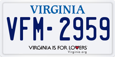VA license plate VFM2959