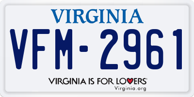 VA license plate VFM2961