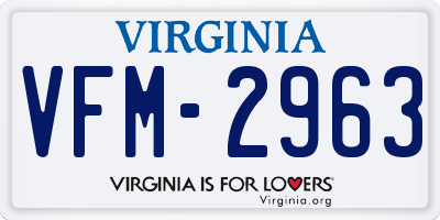 VA license plate VFM2963