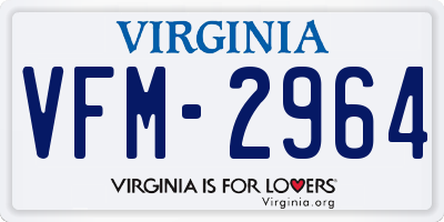 VA license plate VFM2964
