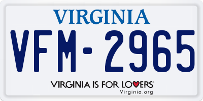 VA license plate VFM2965