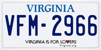 VA license plate VFM2966