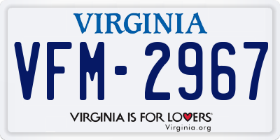 VA license plate VFM2967