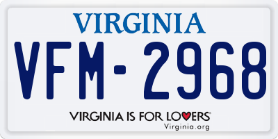VA license plate VFM2968
