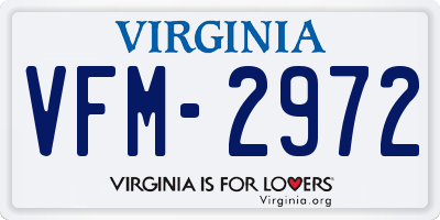 VA license plate VFM2972