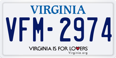 VA license plate VFM2974