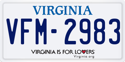VA license plate VFM2983