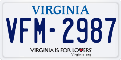VA license plate VFM2987