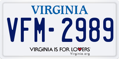 VA license plate VFM2989
