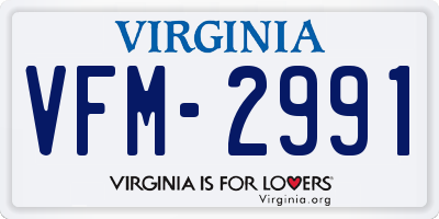 VA license plate VFM2991
