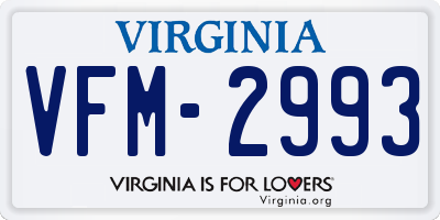 VA license plate VFM2993