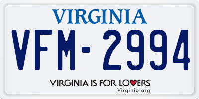 VA license plate VFM2994
