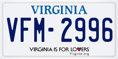 VA license plate VFM2996