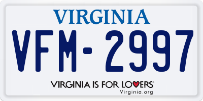 VA license plate VFM2997