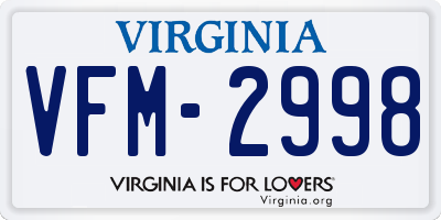 VA license plate VFM2998