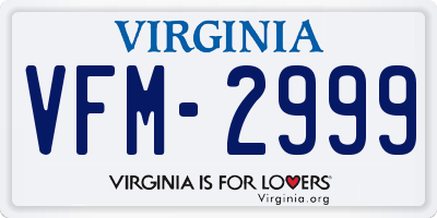 VA license plate VFM2999