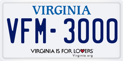 VA license plate VFM3000