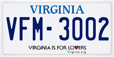 VA license plate VFM3002