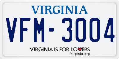 VA license plate VFM3004