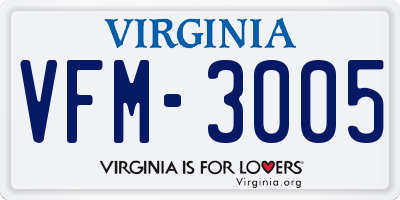 VA license plate VFM3005
