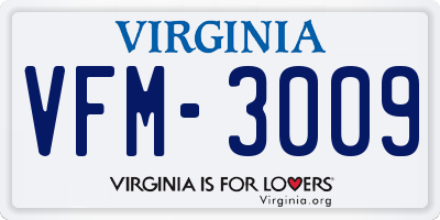 VA license plate VFM3009