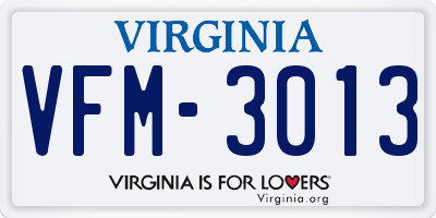 VA license plate VFM3013