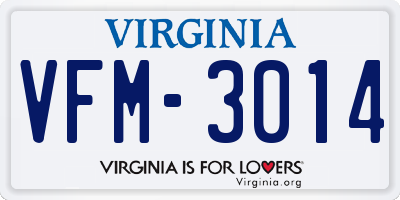 VA license plate VFM3014