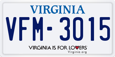 VA license plate VFM3015