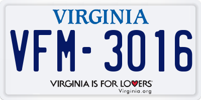 VA license plate VFM3016