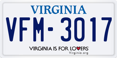 VA license plate VFM3017