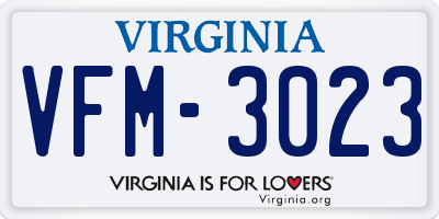 VA license plate VFM3023