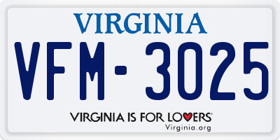 VA license plate VFM3025
