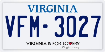 VA license plate VFM3027