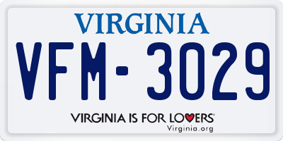 VA license plate VFM3029