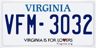 VA license plate VFM3032