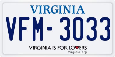 VA license plate VFM3033