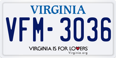 VA license plate VFM3036