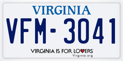 VA license plate VFM3041
