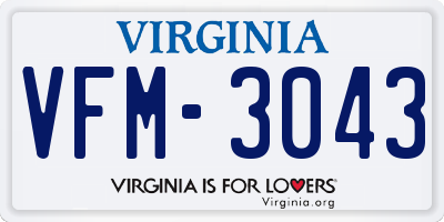 VA license plate VFM3043