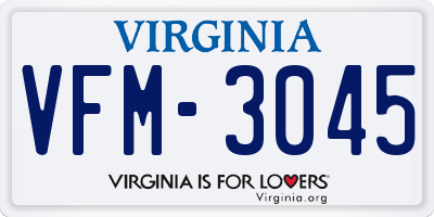 VA license plate VFM3045