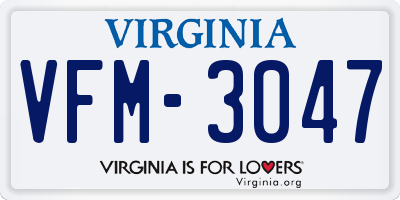 VA license plate VFM3047